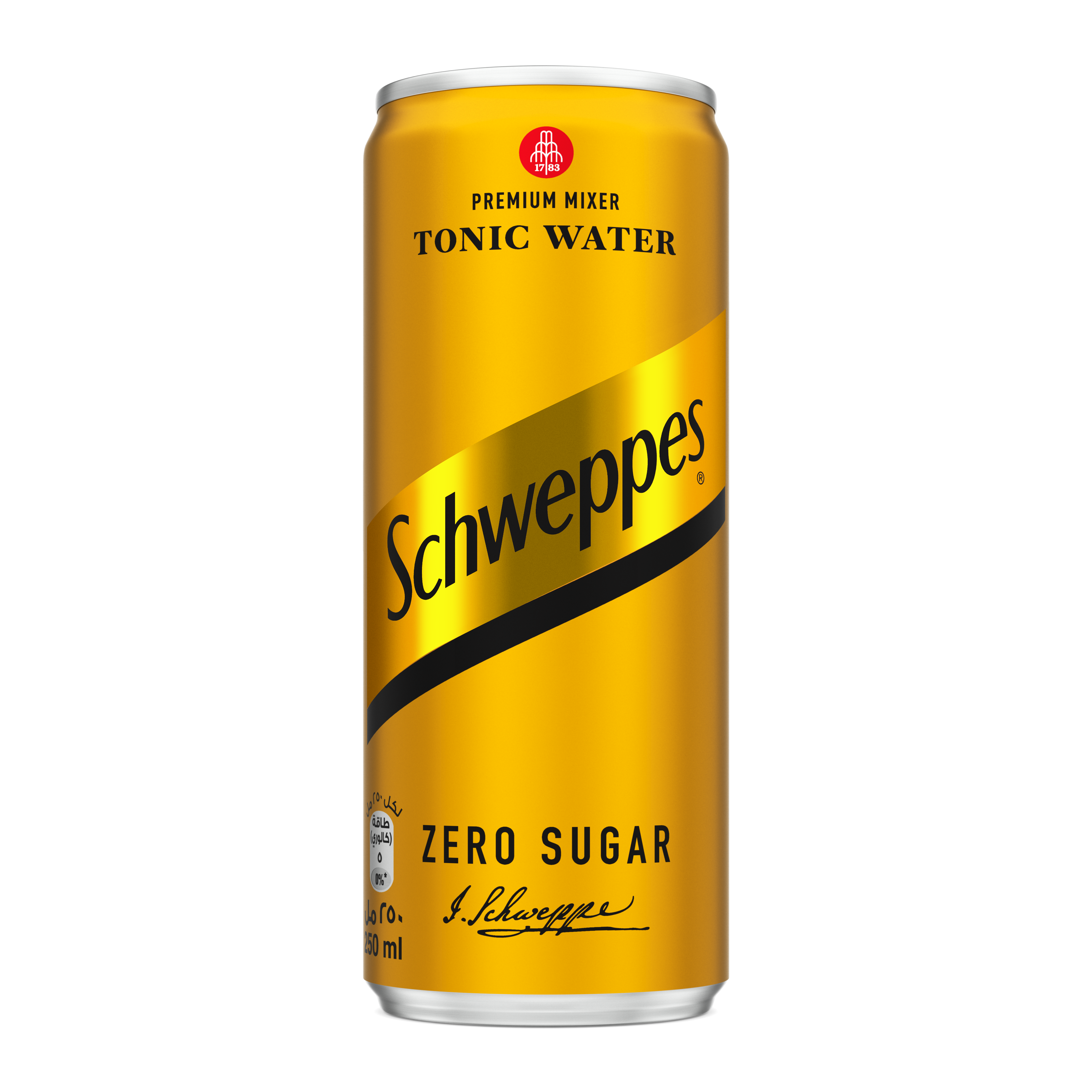 Schweppes Tonic Zero Sugar can on white background