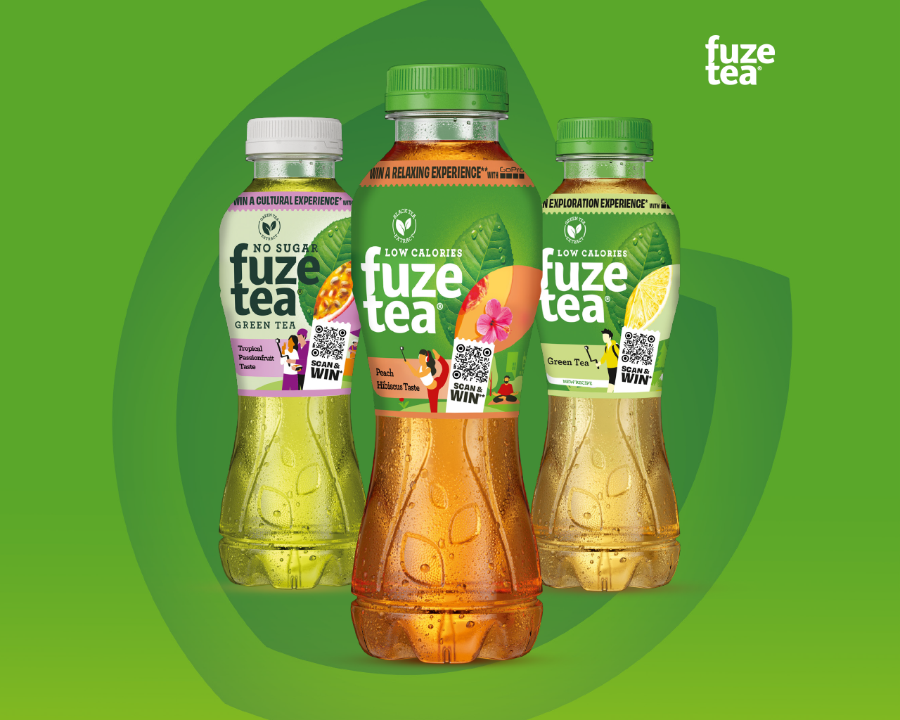 Bouteilles en plastique Fuze Tea en 3 saveurs différentes