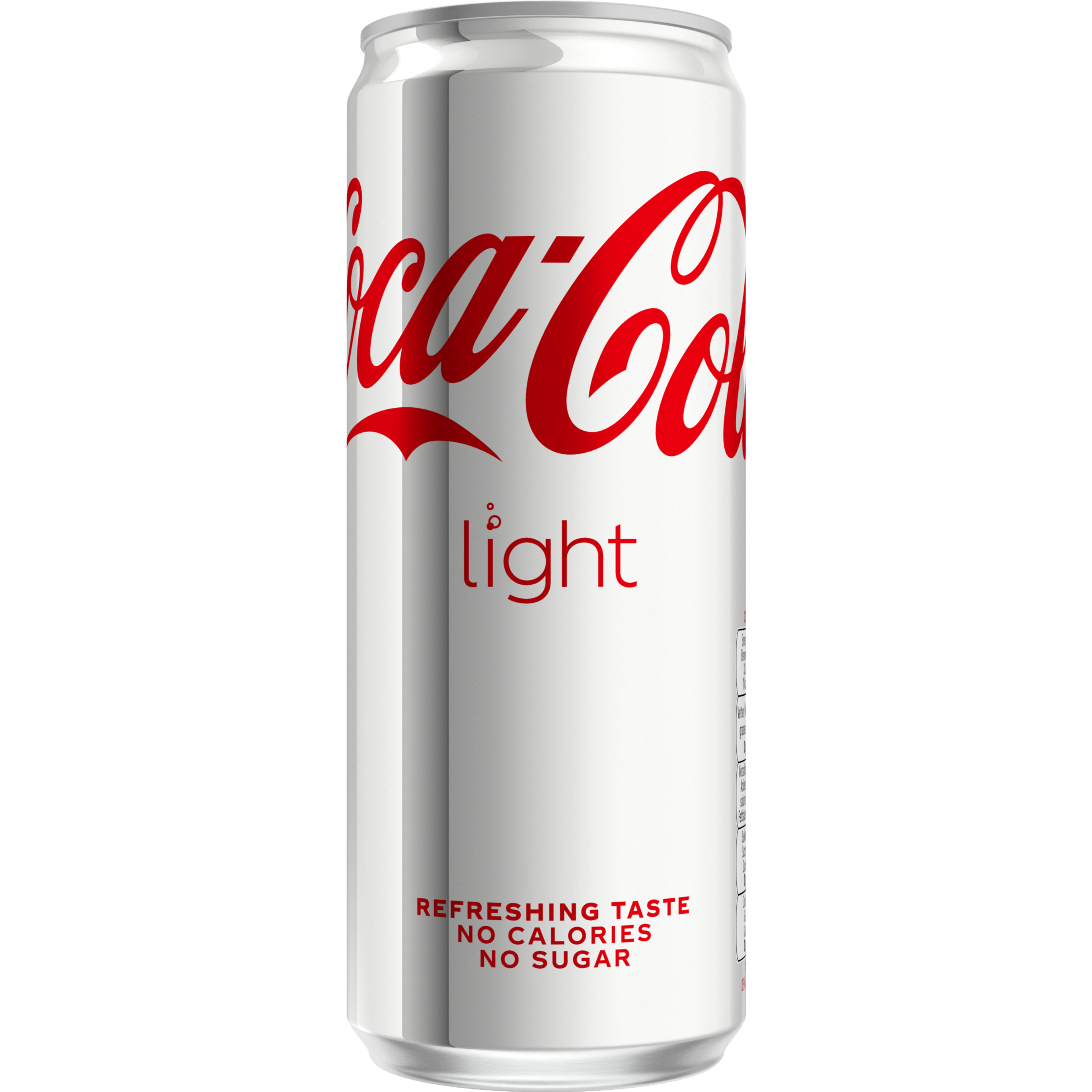 Afbeelding van een tweekleurig Coca-Cola-blik met bovenaan roze en onderaan rood. Het zwarte logo “Coca-Cola” staat erop, met bovenaan de tekst “Cherry”, in het midden “Zero Sugar” en onderaan de woorden “No Calories”.