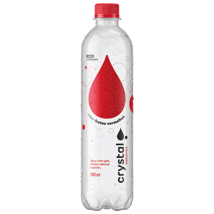 Uma garrafa de água Crystal Sabores Frutas Vermelhas.