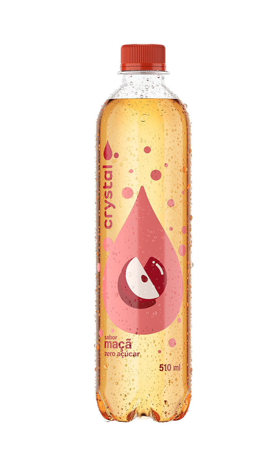 Uma garrafa de água Crystal Sabor Maçã.