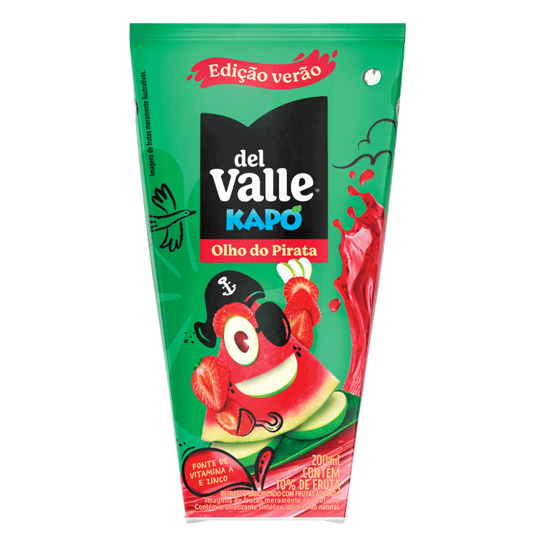 Uma embalagem de Del Valle Kapo Olho do Pirata