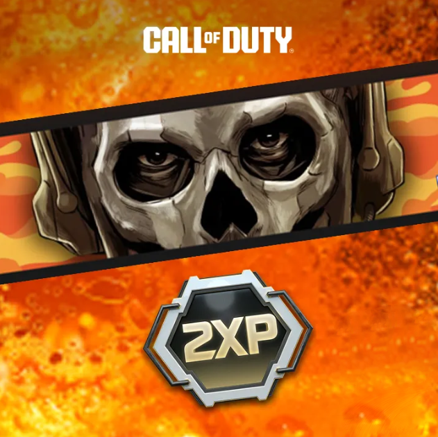 Text reads: Calling Card & 2XP against a Fanta Orange liquid background, under a Call of Duty logo.