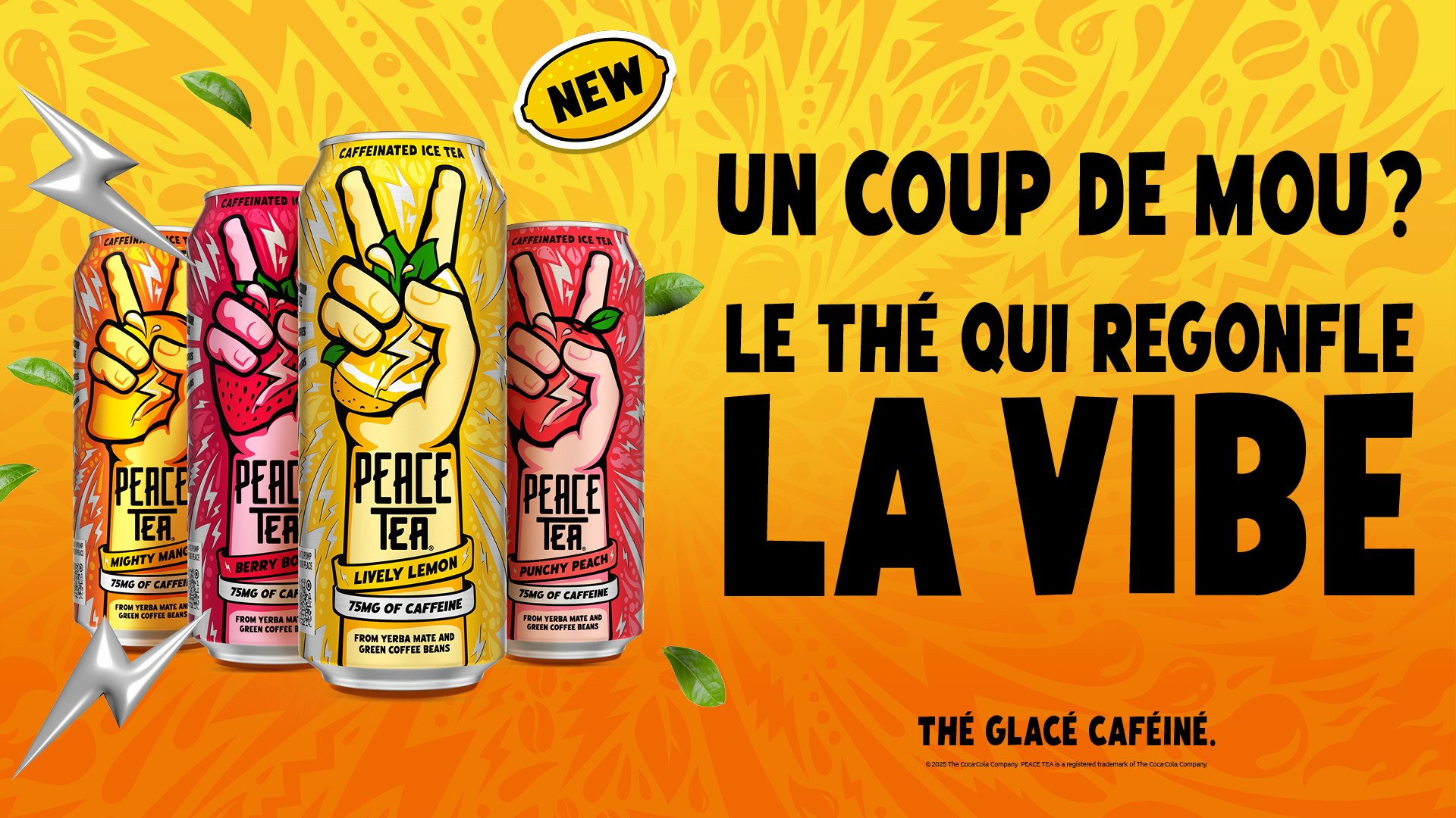 Quatre canettes de Peace Tea