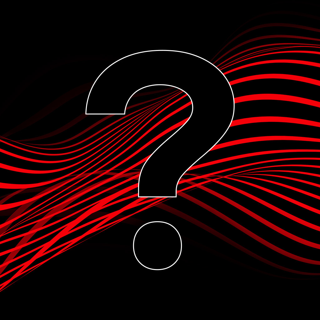 Signo de interrogación blanco con fondo de ondas rojas y negras, para Coke Studio Chile.