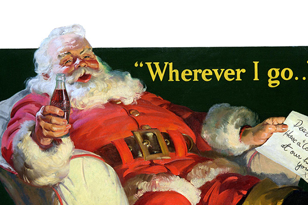 Weihnachtsmann trinkt Coca‑Cola
