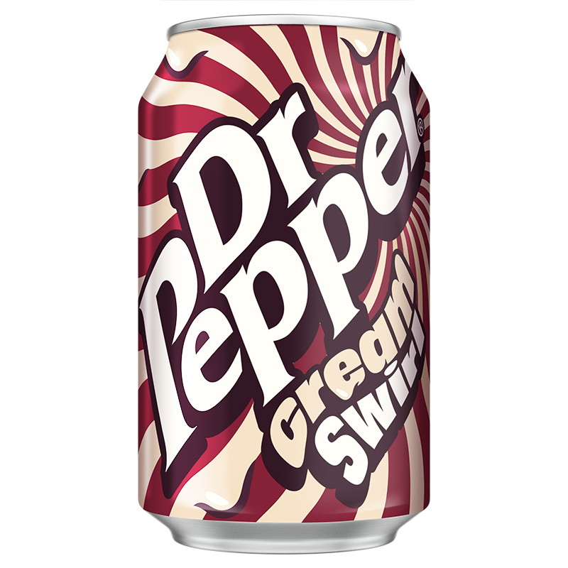 Dr Pepper Cream Swirl can on white background.