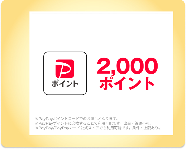【3ポイントで応募】 PayPayポイント 2,000ポイント