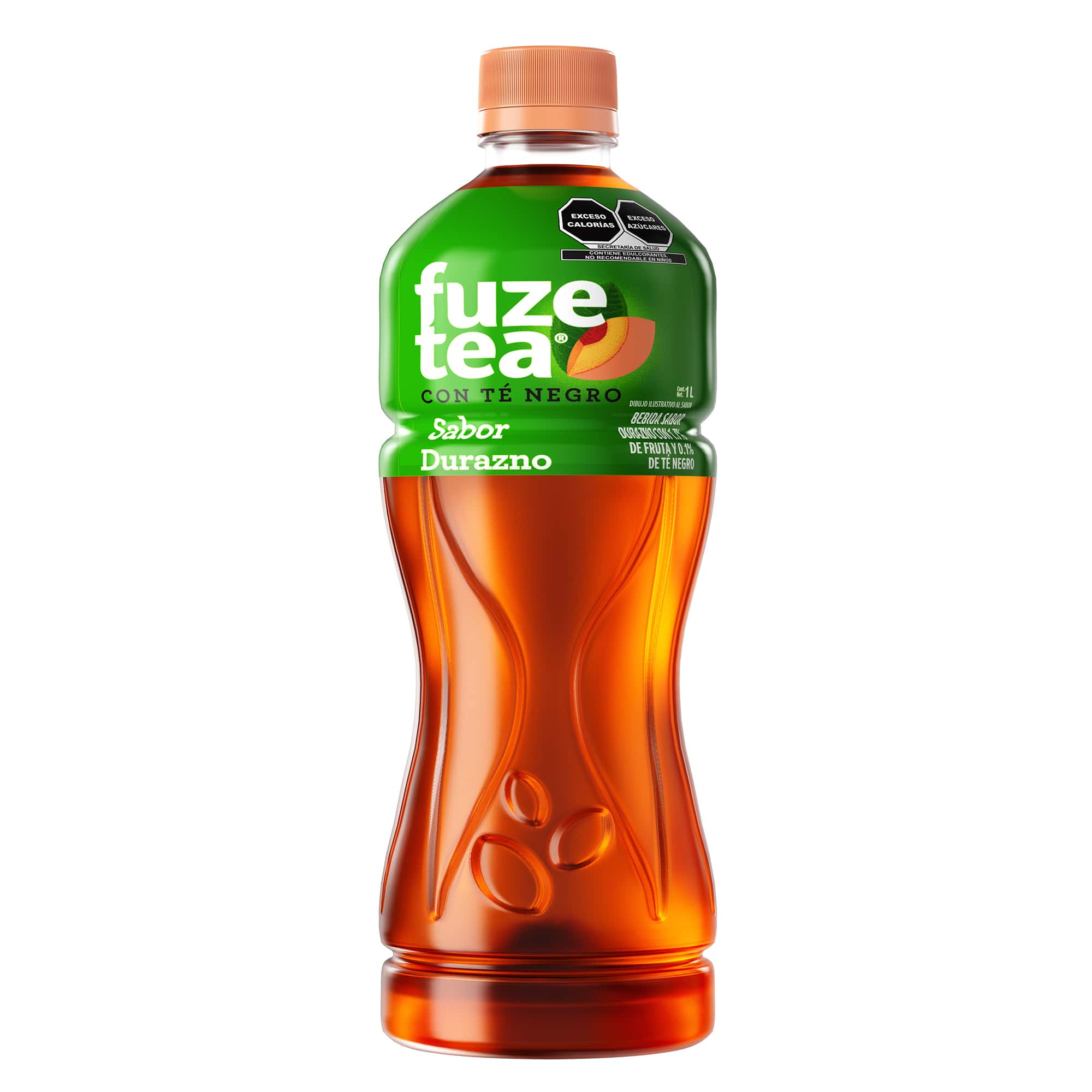 Envase de Fuze Tea sabor Durazno. Té de Frutas y Hierbas.