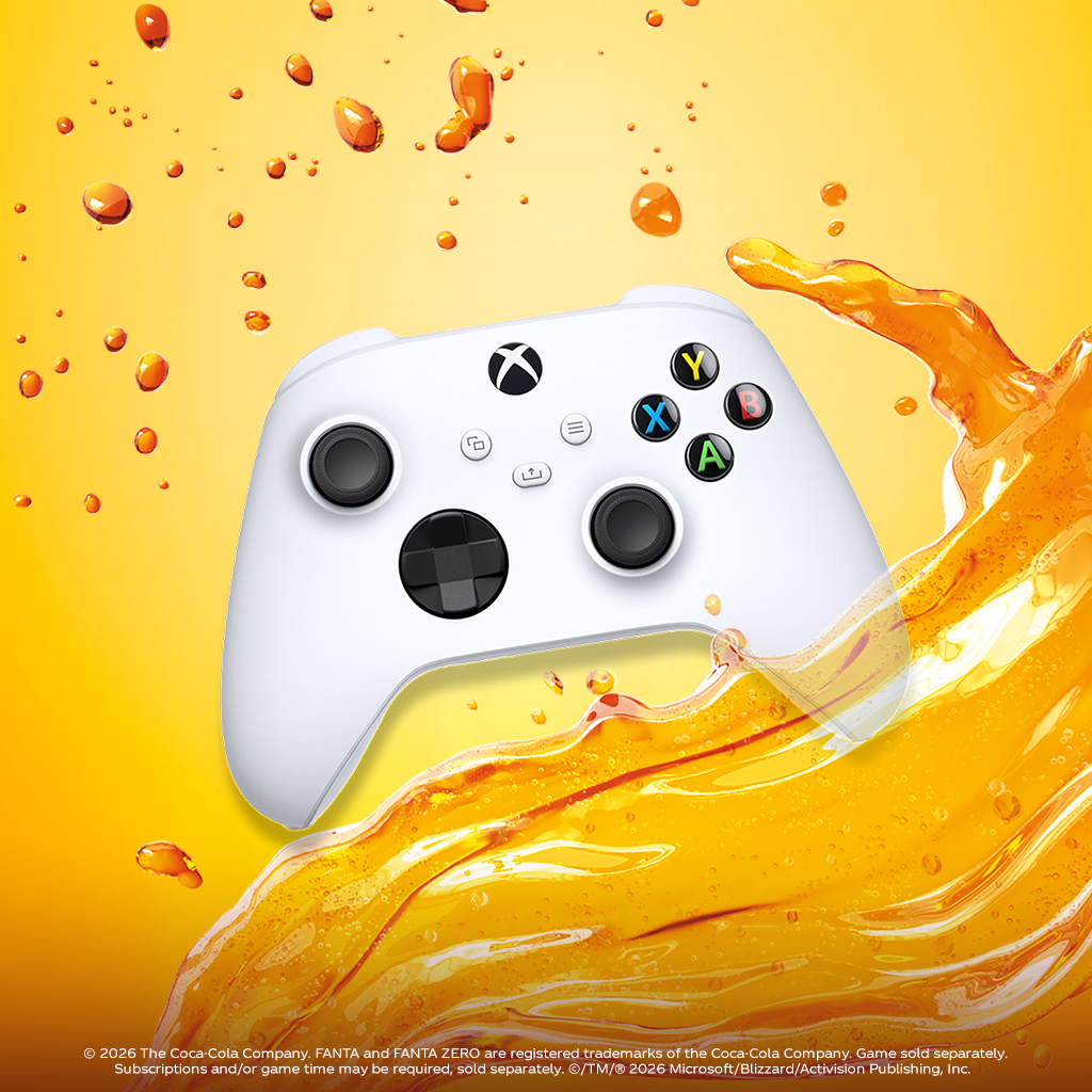 Xbox handkontroll mot orange bakgrund