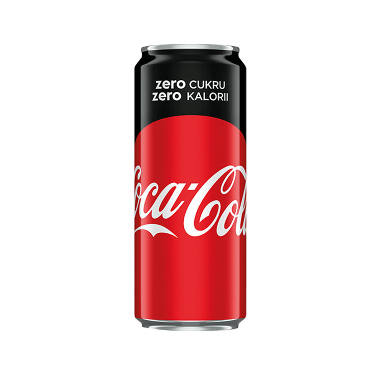 Crna i crvena limenka Coca-Cole Zero sa natpisom zero šećera zero kalorija