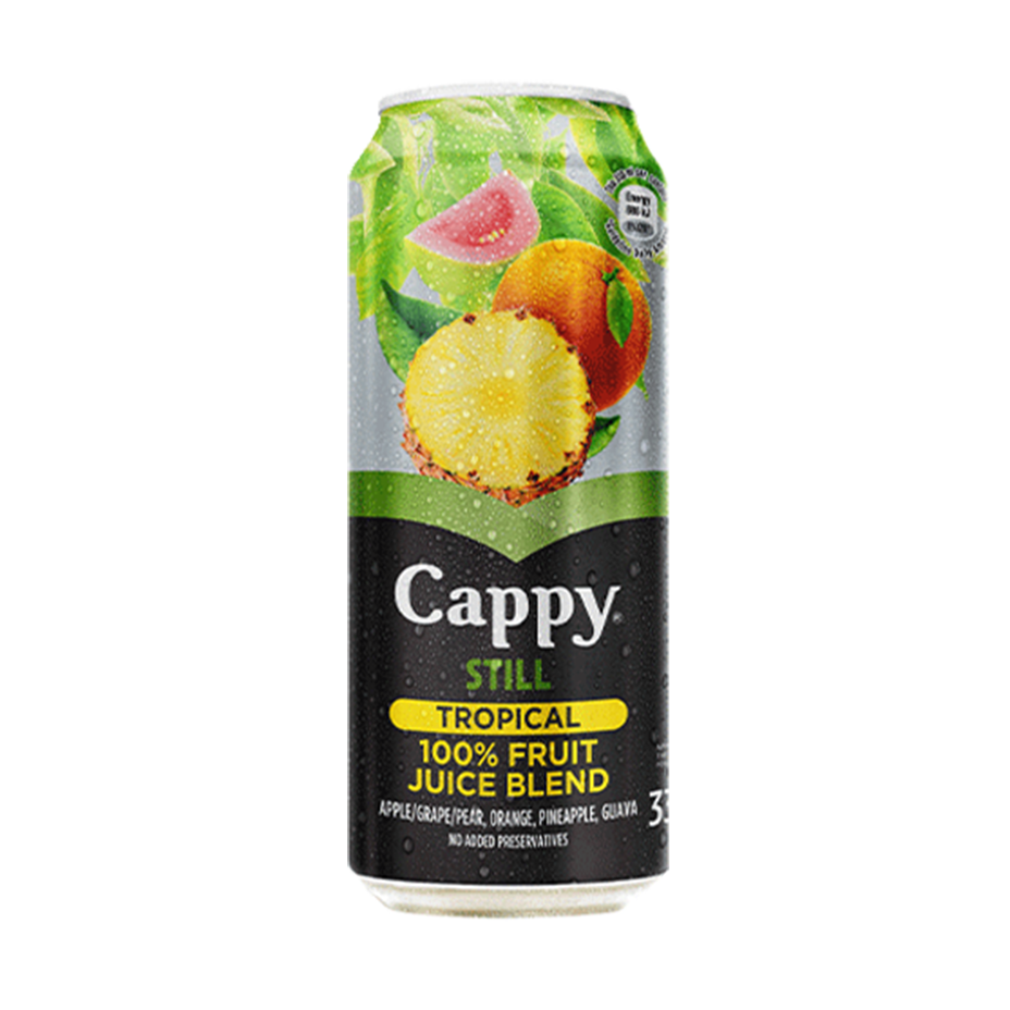 A can of Cappy tropical blend